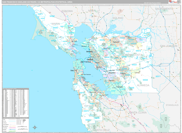 San Francisco-Oakland-Hayward, CA Metro Area Wall Map